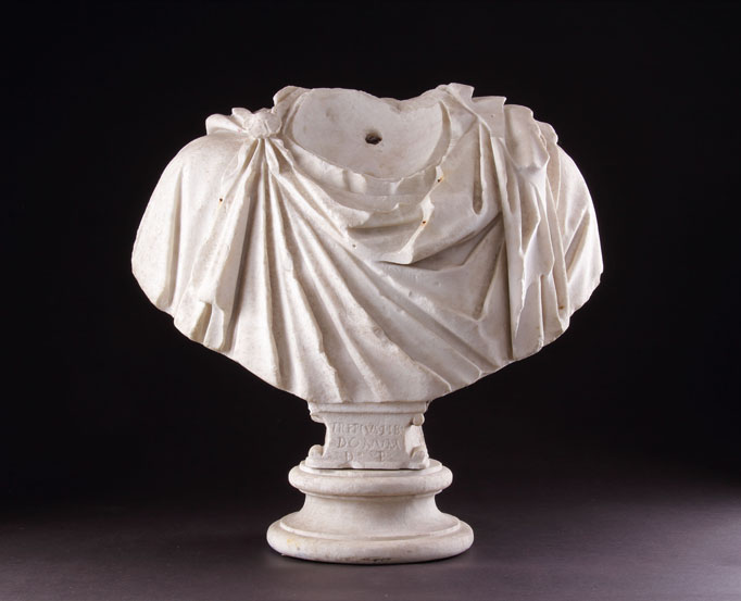 Ancient Roman Marble Shoulders from a Portrait Bust of a Man Dressed in an Imperial Toga